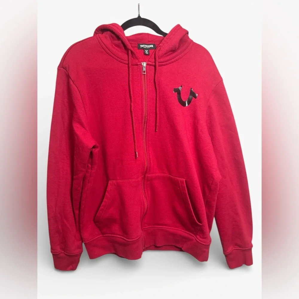 True Religion Y2K‎ Red Zip Hoodie Graphic Logo Sweatshirt L